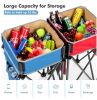 2 Pieces Folding Camping Tables with Large Capacity Storage Sink for Picnic